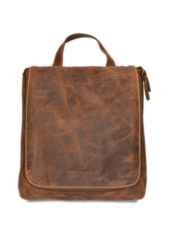 Vintage-Leder Hänge-Kulturtasche, braun